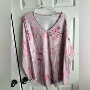 Floral V-Neck Sweater - Pink
